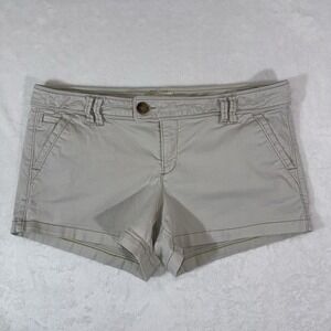 Vintage American Eagle Khaki Micro Mini Shorts Y2K 2000s Size 14- 3.5" Inseam